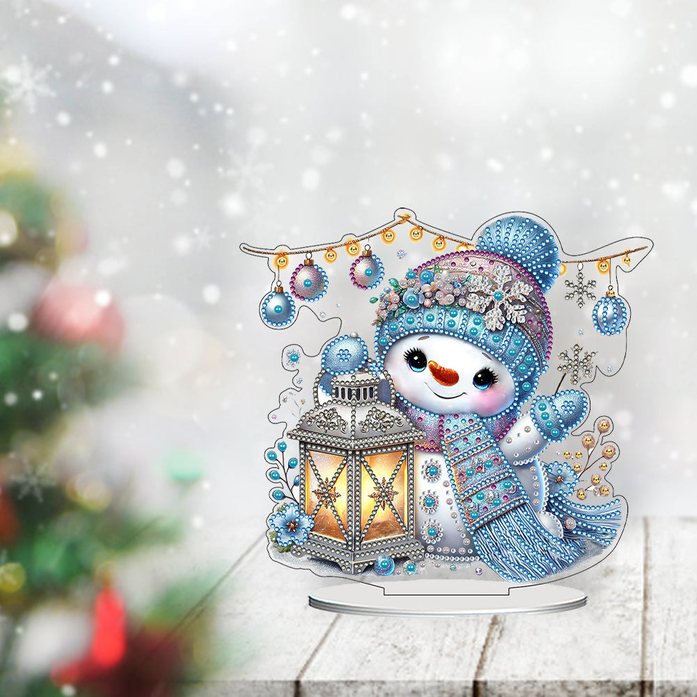 2D Flat Snowman Print DIY Desktop Diamond Art Kits for Home Office Desktop Decor
