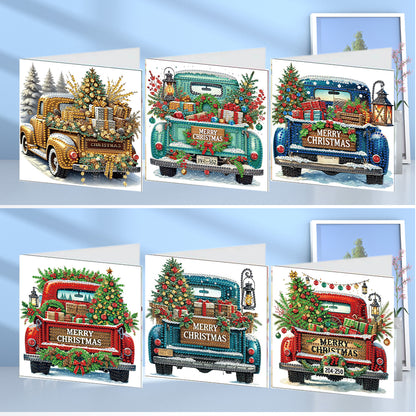 6PCS DIY Diamond Art Greeting Cards Xmas Designs for Festivals and Celebrations