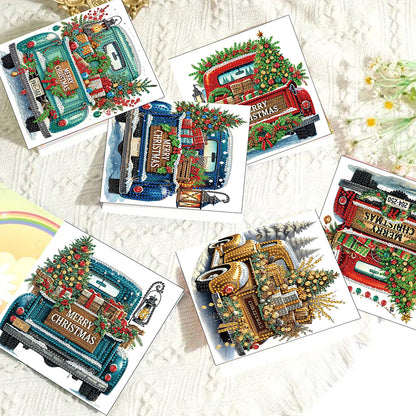 6PCS DIY Diamond Art Greeting Cards Xmas Designs for Festivals and Celebrations