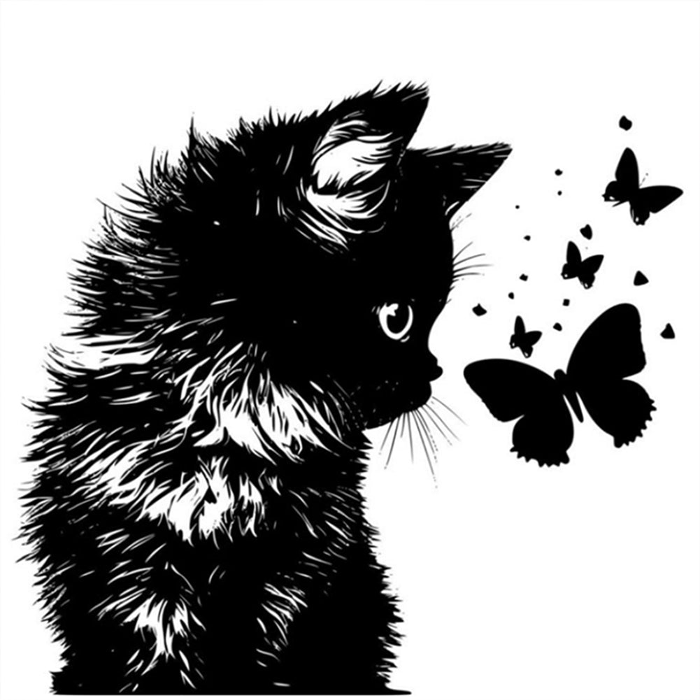 Silhouette-Kitten - 11CT Stamped Cross Stitch 40*40CM