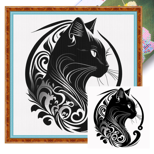 Silhouette-Cat - 11CT Stamped Cross Stitch 40*40CM