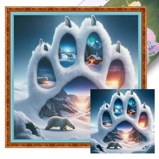 Bear Paw Polar Bear - 11CT Stamped Cross Stitch 45*45CM