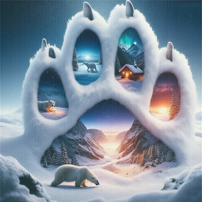 Bear Paw Polar Bear - 11CT Stamped Cross Stitch 45*45CM