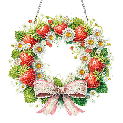 Wreath Acrylic 2D Flat DIY Diamond Art Pendant Window Hanging Art for Home Decor