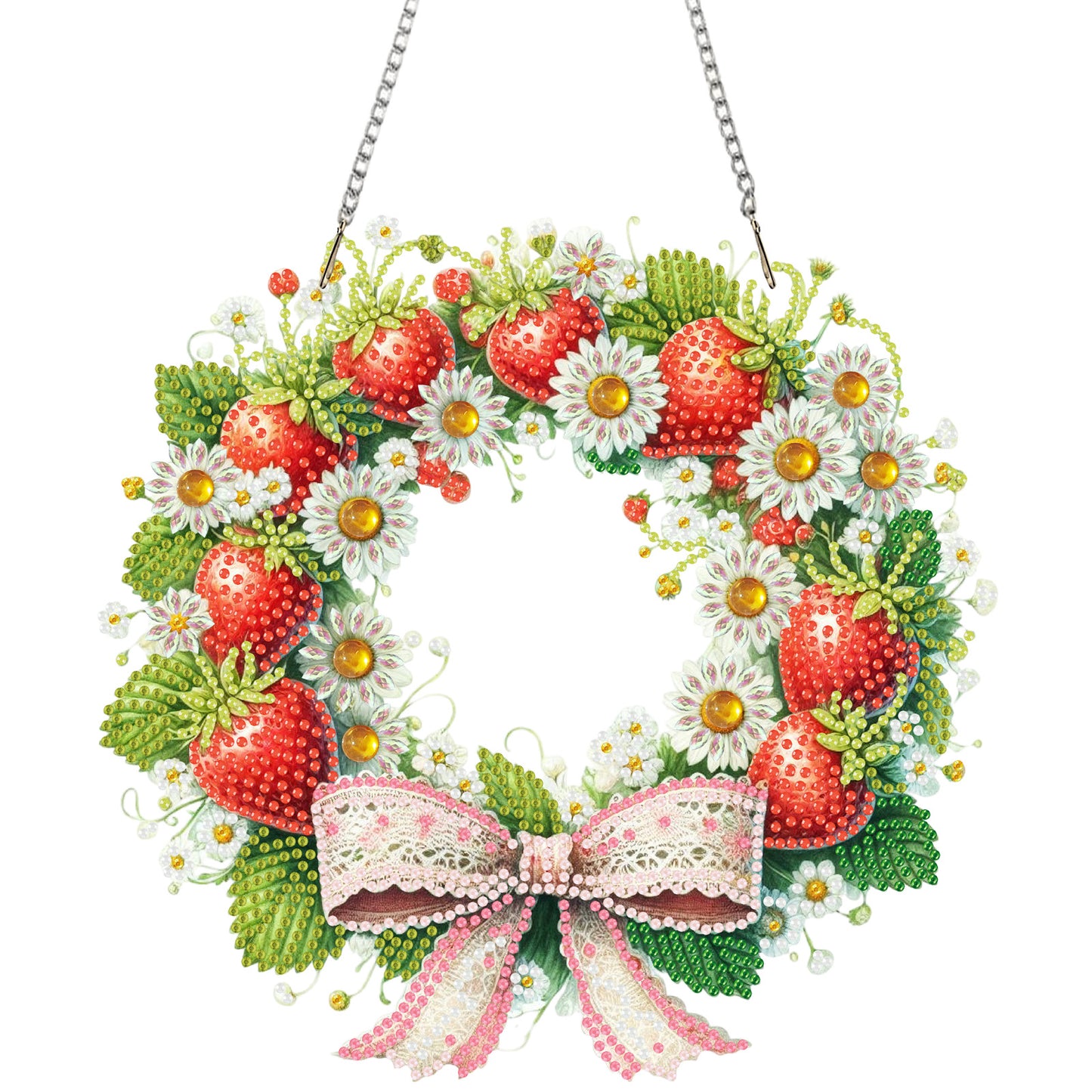 Wreath Acrylic 2D Flat DIY Diamond Art Pendant Window Hanging Art for Home Decor