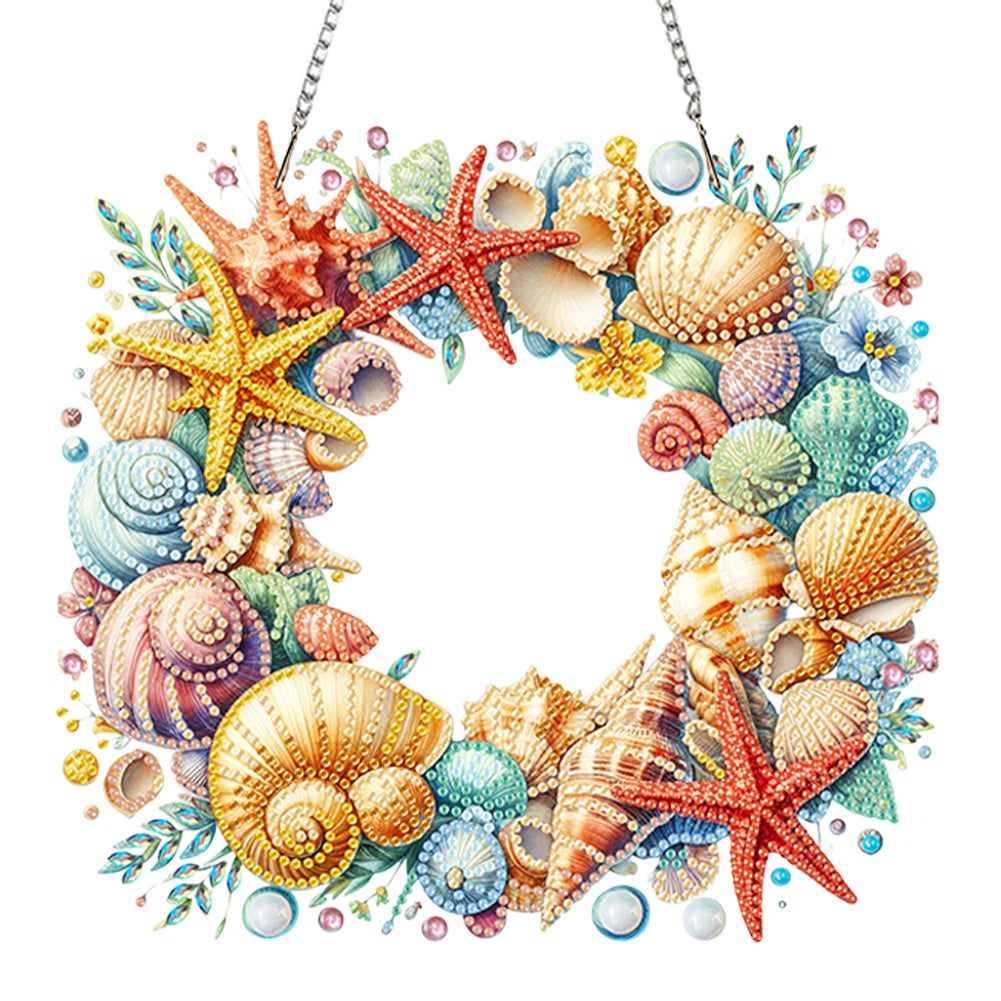 Wreath Acrylic 2D Flat DIY Diamond Art Pendant Window Hanging Art for Home Decor
