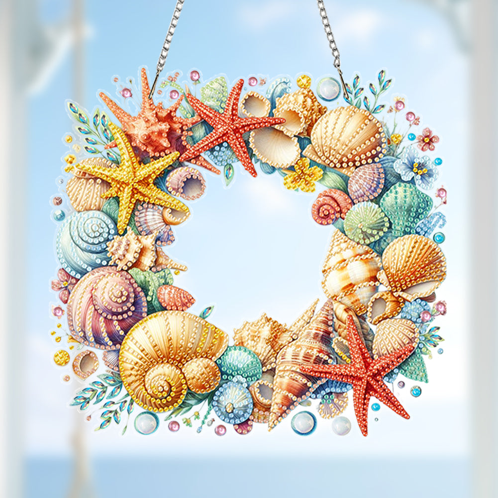 Wreath Acrylic 2D Flat DIY Diamond Art Pendant Window Hanging Art for Home Decor