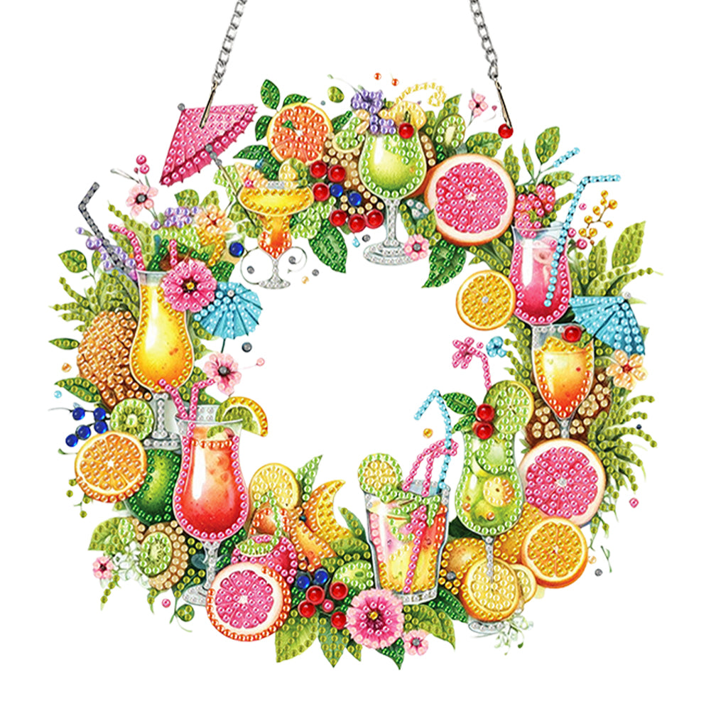 Wreath Acrylic 2D Flat DIY Diamond Art Pendant Window Hanging Art for Home Decor