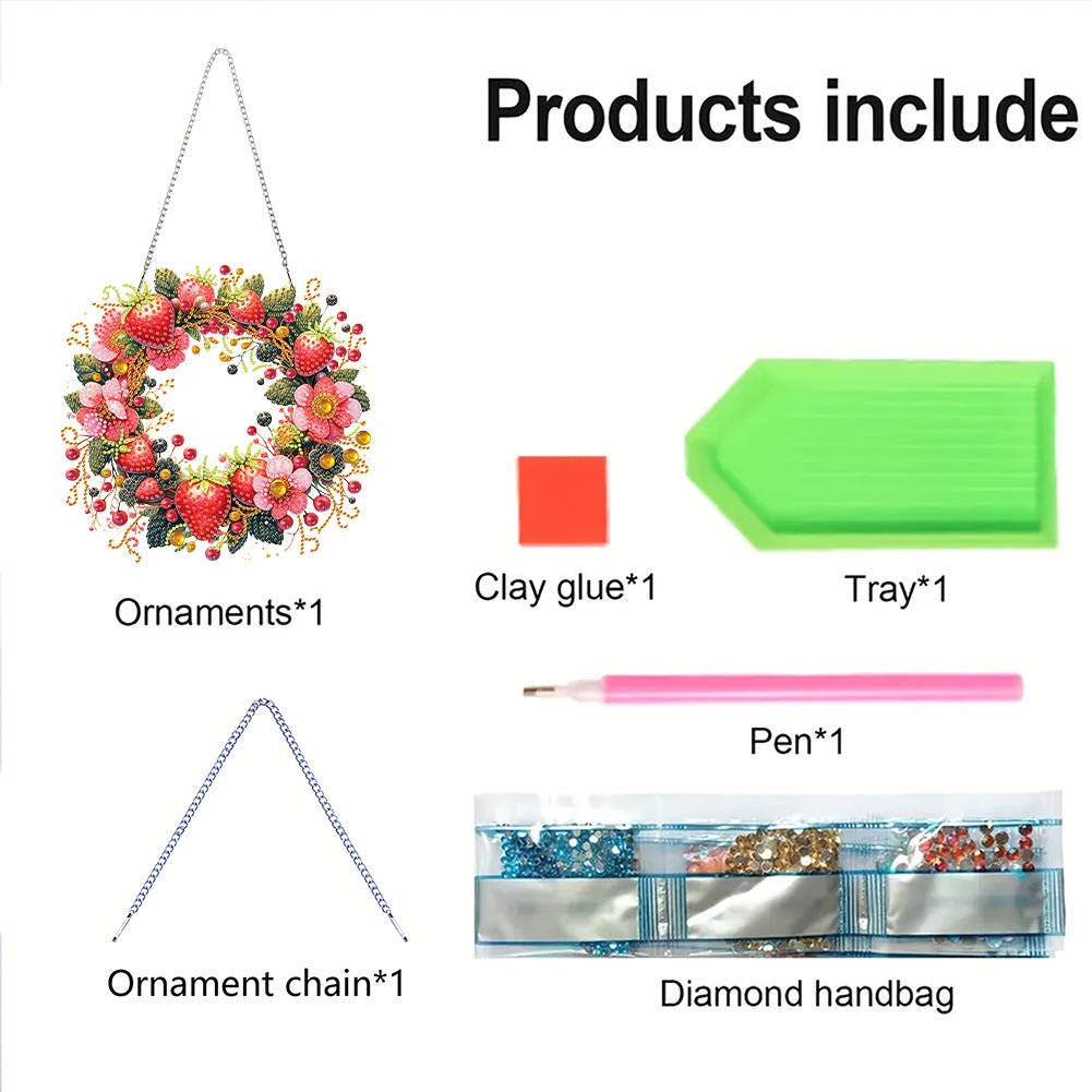 Wreath Acrylic 2D Flat DIY Diamond Art Pendant Window Hanging Art for Home Decor
