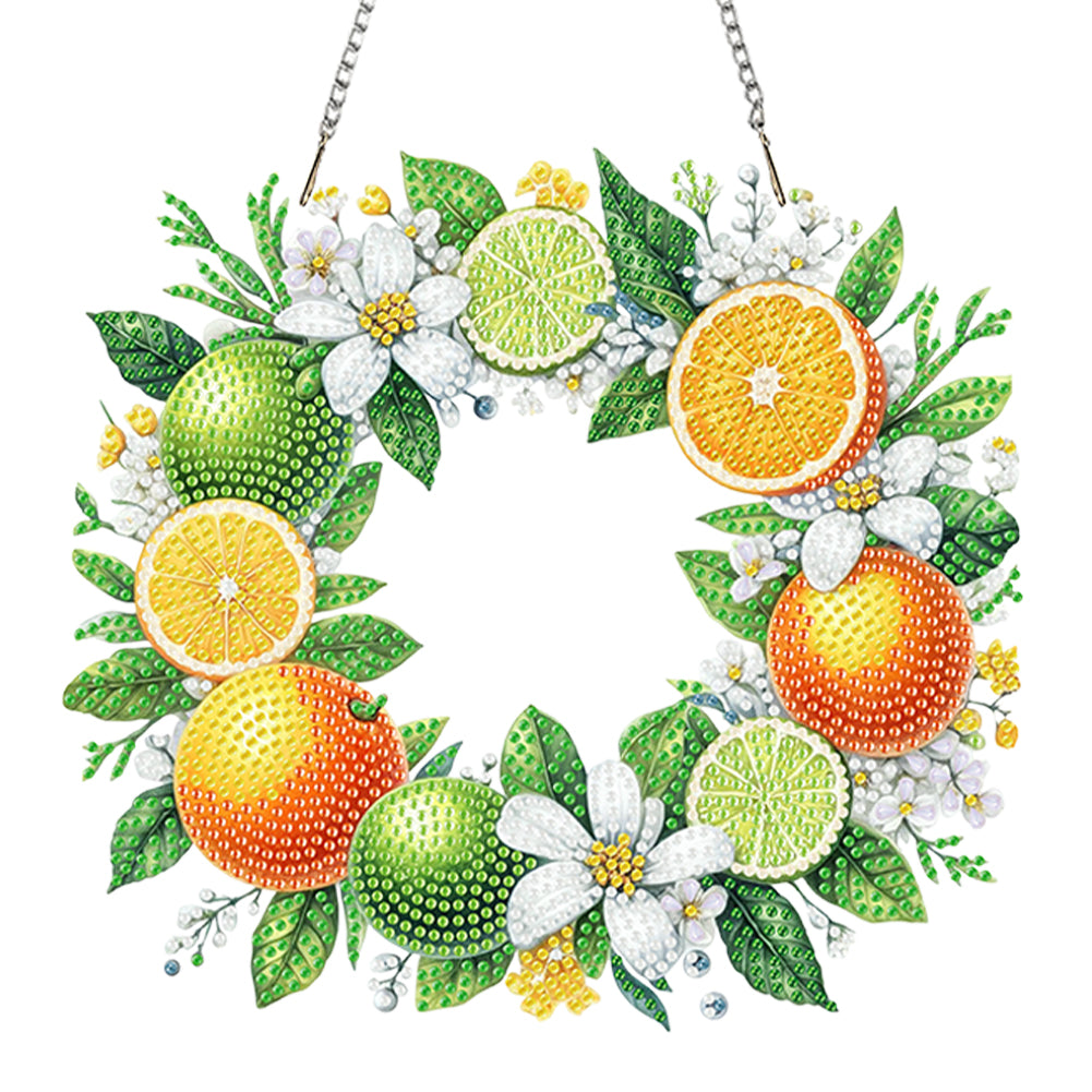 Wreath Acrylic 2D Flat DIY Diamond Art Pendant Window Hanging Art for Home Decor