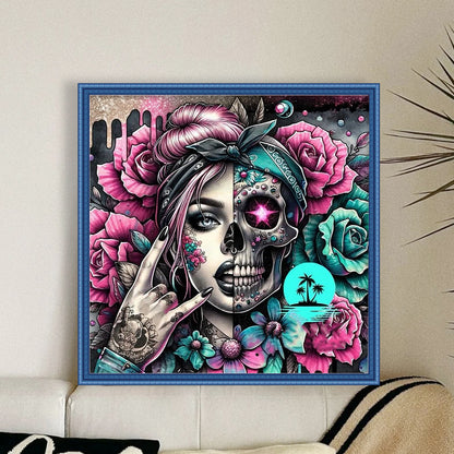 Skull Girl - 11CT Stamped Cross Stitch 40*40CM