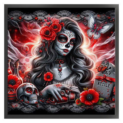 Skull Girl - 11CT Stamped Cross Stitch 40*40CM