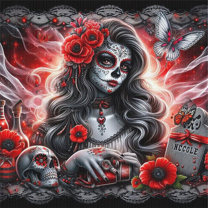 Skull Girl - 11CT Stamped Cross Stitch 40*40CM