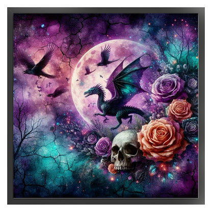 Rose Black Dragon - 11CT Stamped Cross Stitch 40*40CM