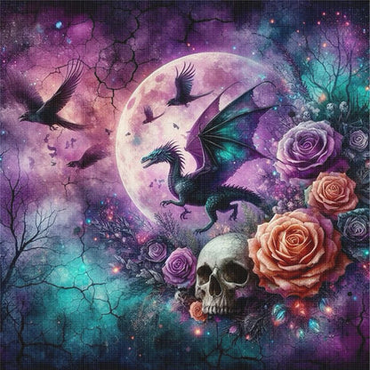 Rose Black Dragon - 11CT Stamped Cross Stitch 40*40CM