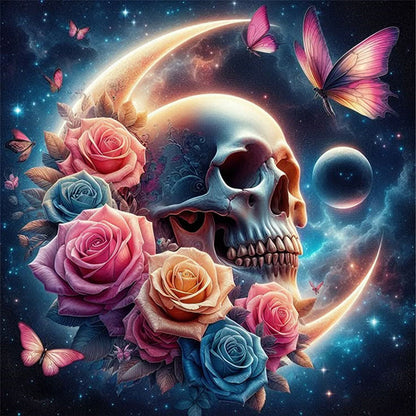 Rose Skull Cross Stitch Still Life Series Kit - 11CT Stamped Cross Stitch 40*40CM