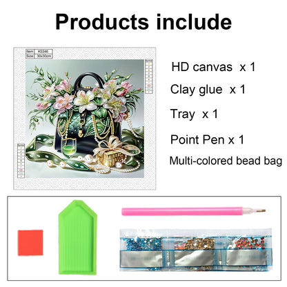 Gorgeous Bag Bouquet - Special Shaped Drill Diamond Painting 30*30CM