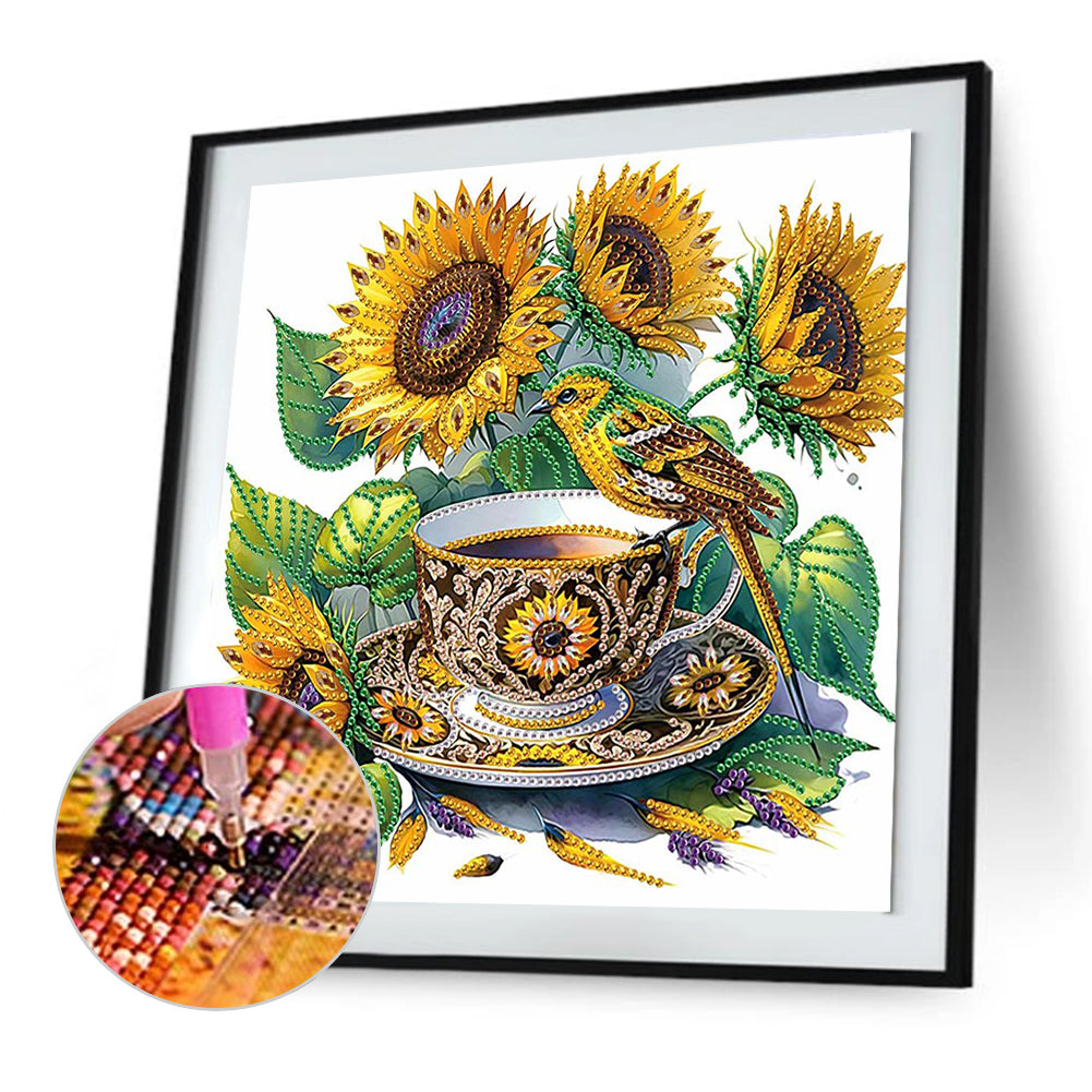 Sunflower Teacup - Special Shaped Drill Diamond Painting 30*30CM
