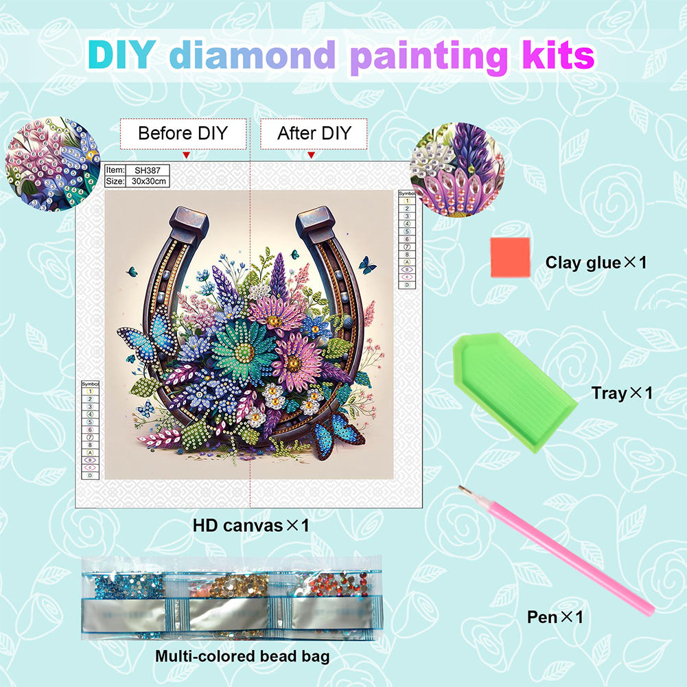 Horseshoe Bouquet - Special Shaped Drill Diamond Painting 30*30CM
