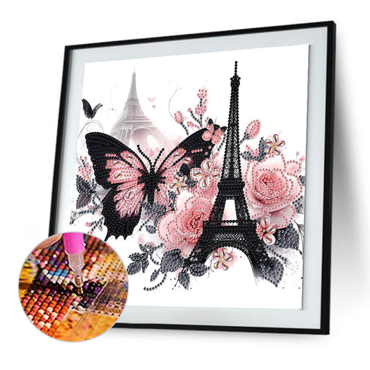 Eiffel Tower Butterfly - Special Shaped Drill Diamond Painting 30*30CM