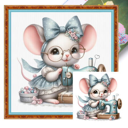 Sewing Mouse - 11CT Stamped Cross Stitch 40*40CM