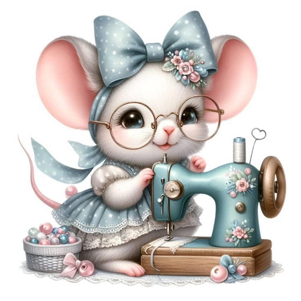 Sewing Mouse - 11CT Stamped Cross Stitch 40*40CM