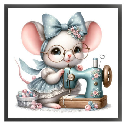 Sewing Mouse - 11CT Stamped Cross Stitch 40*40CM