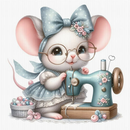 Sewing Mouse - 11CT Stamped Cross Stitch 40*40CM