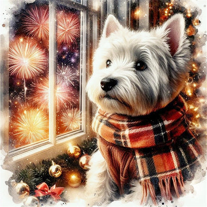 Puppy By Window - 11CT Stamped Cross Stitch 40*40CM