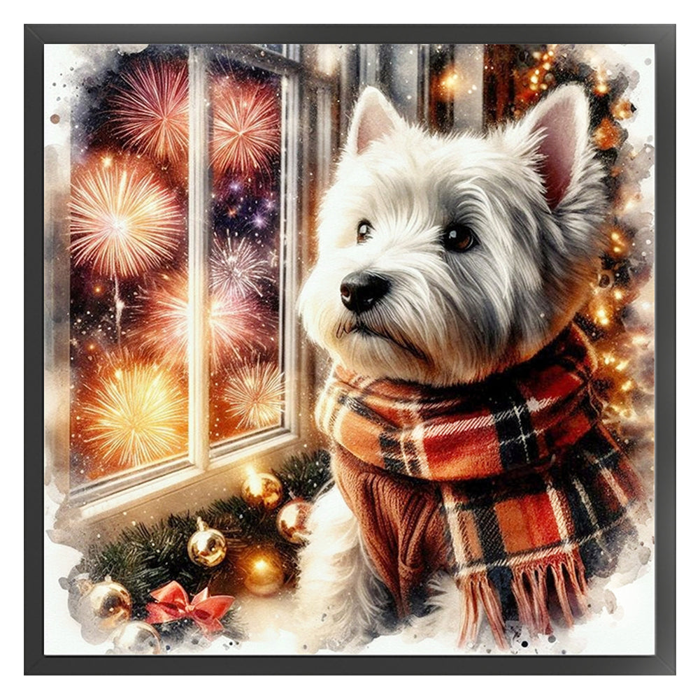 Puppy By Window - 11CT Stamped Cross Stitch 40*40CM