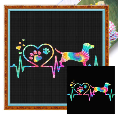 Colored Puppy - 11CT Stamped Cross Stitch 40*40CM