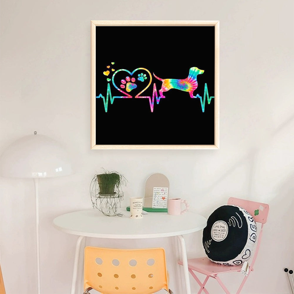 Colored Puppy - 11CT Stamped Cross Stitch 40*40CM