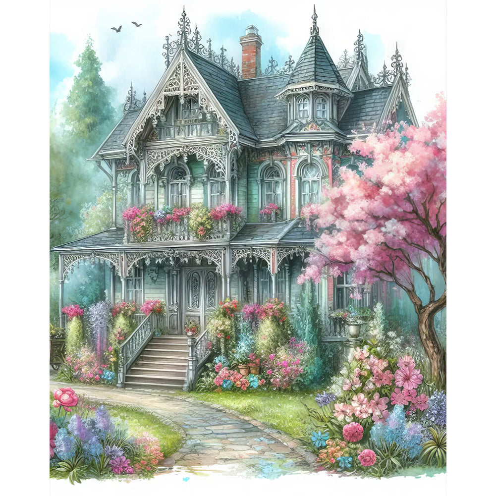 Castle House - Full Round Drill Diamond Painting 40*50CM