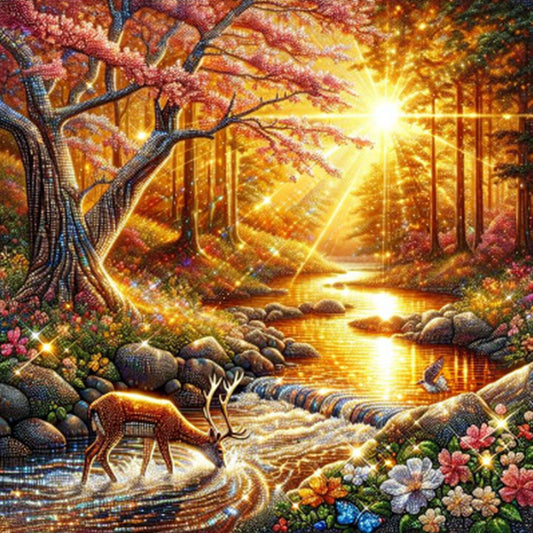 Sunset Woods - Full Round Drill Diamond Painting 40*40CM