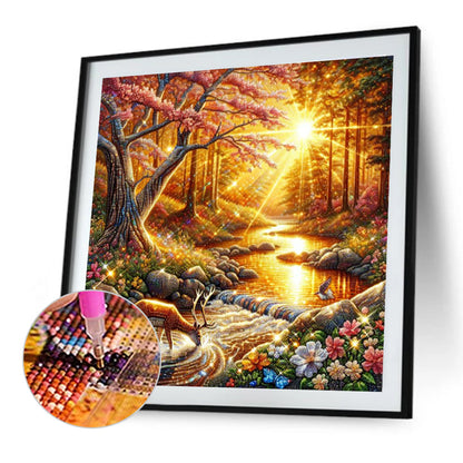 Sunset Woods - Full Round Drill Diamond Painting 40*40CM