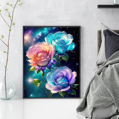 Colored Rose - 11CT Stamped Cross Stitch 40*50CM