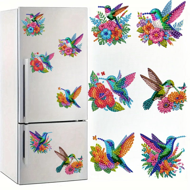 6Pcs Acrylic 2D Flat Animal Diamond Art Fridge Magnet Diamond Art Magnets Decals