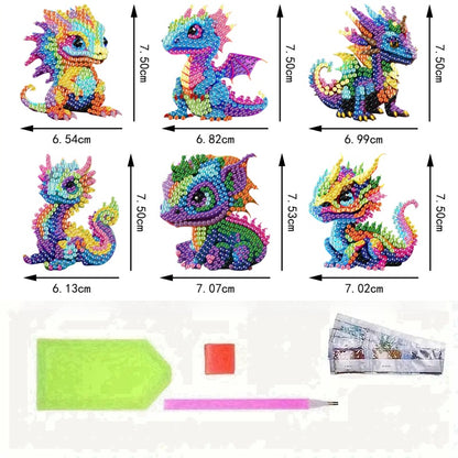 6Pcs Acrylic 2D Flat Animal Diamond Art Fridge Magnet Diamond Art Magnets Decals
