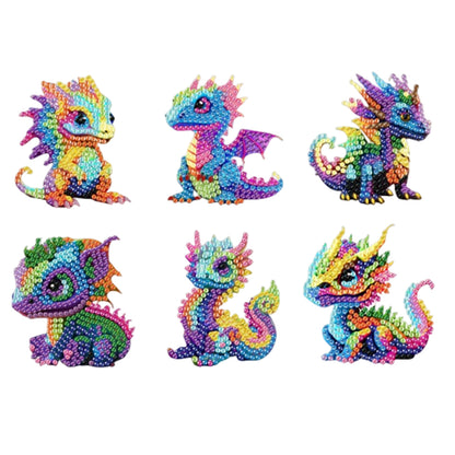 6Pcs Acrylic 2D Flat Animal Diamond Art Fridge Magnet Diamond Art Magnets Decals