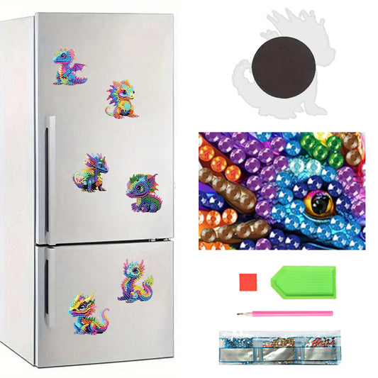 6Pcs Acrylic 2D Flat Animal Diamond Art Fridge Magnet Diamond Art Magnets Decals