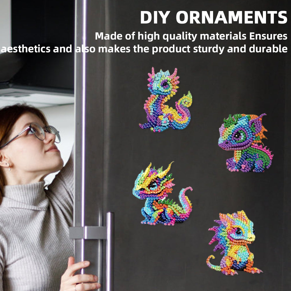 6Pcs Acrylic 2D Flat Animal Diamond Art Fridge Magnet Diamond Art Magnets Decals