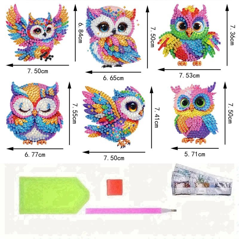 6Pcs Acrylic 2D Flat Animal Diamond Art Fridge Magnet Diamond Art Magnets Decals
