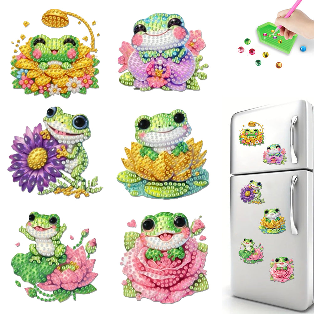 6Pcs Acrylic 2D Flat Animal Diamond Art Fridge Magnet Diamond Art Magnets Decals