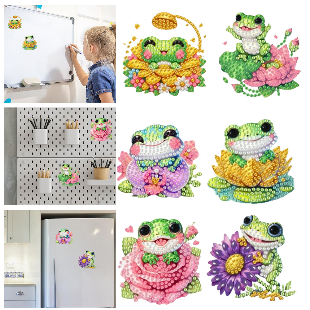 6Pcs Acrylic 2D Flat Animal Diamond Art Fridge Magnet Diamond Art Magnets Decals