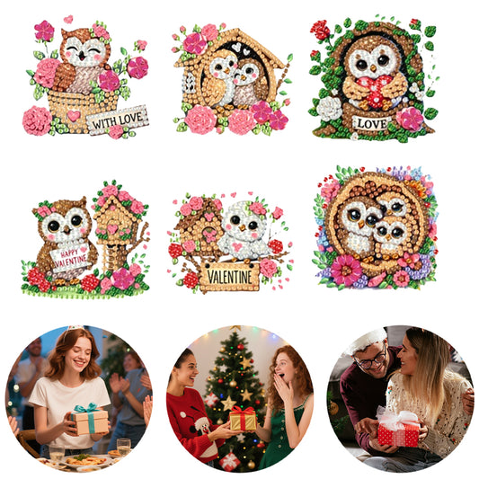 6Pcs Acrylic 2D Flat Animal Diamond Art Fridge Magnet Diamond Art Magnets Decals
