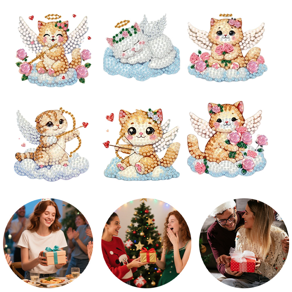 6Pcs Acrylic 2D Flat Animal Diamond Art Fridge Magnet Diamond Art Magnets Decals