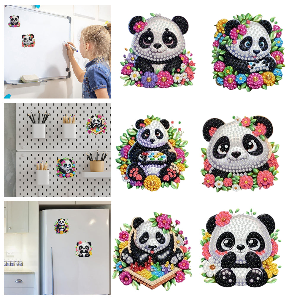 6Pcs Acrylic 2D Flat Animal Diamond Art Fridge Magnet Diamond Art Magnets Decals