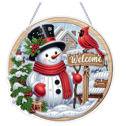 Xmas Theme 2D Flat DIY Hanging Diamond Art Kits Wall Decor for Home & Windows
