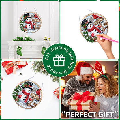 Xmas Theme 2D Flat DIY Hanging Diamond Art Kits Wall Decor for Home & Windows