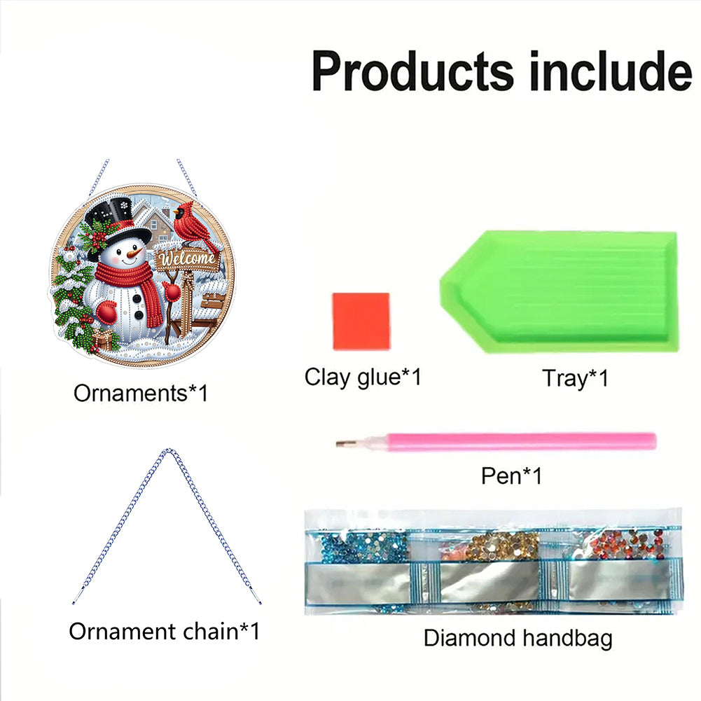 Xmas Theme 2D Flat DIY Hanging Diamond Art Kits Wall Decor for Home & Windows